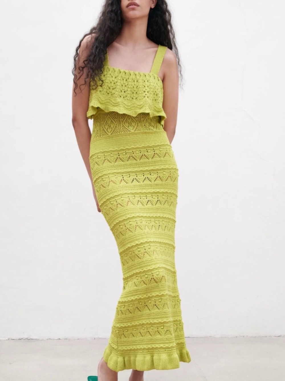 Zara Long Knit Green Dress